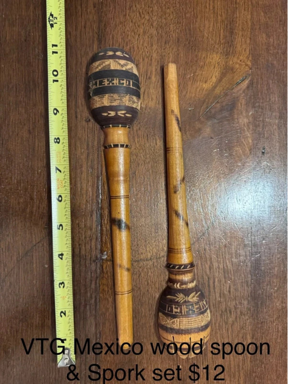 Mexico wooden spoon and spork set